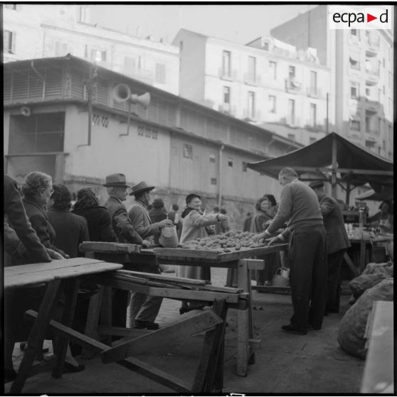 Vue générale du marché Chauzel, Alger.