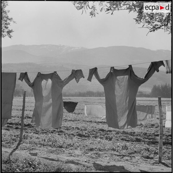Vue de linge au séchage.