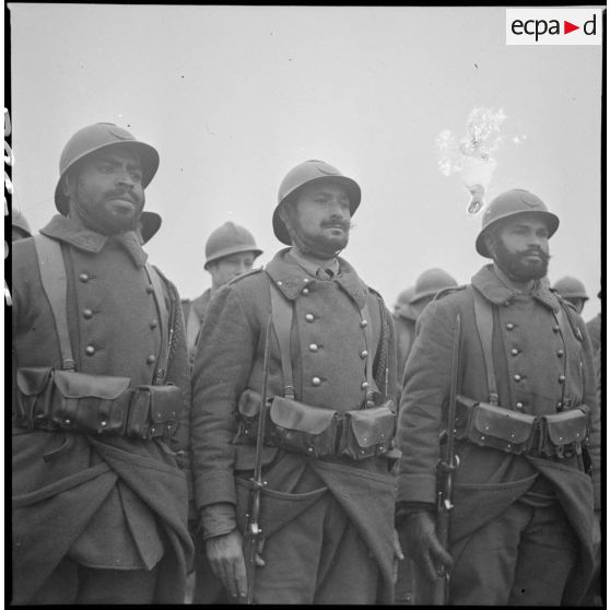 Photographie de groupe de tirailleurs du 24e régiment de tirailleurs.