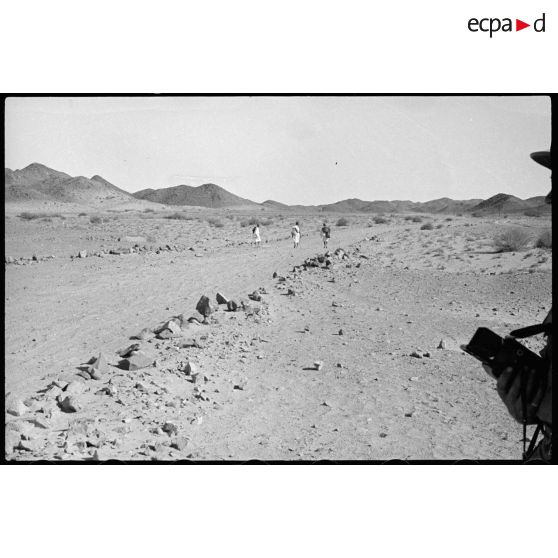 Des pèlerins marchent vers la Mecque sur une piste entre Djeddah et Médine.