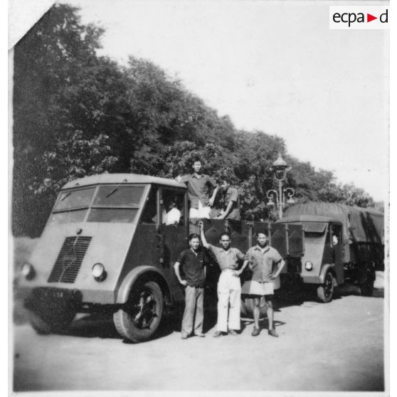 Divers modèles de camions Renault.<br>