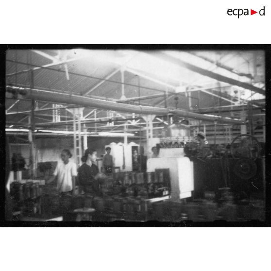 Les employés et les installations de l'usine des Brasseries et Glacières de l'Indochine (BGI) de Saigon. [description provisoire]