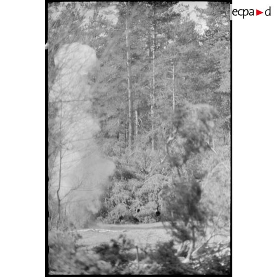 Explosion dans une forêt au nord de Lepel dans le cadre de la lutte contre les partisans.