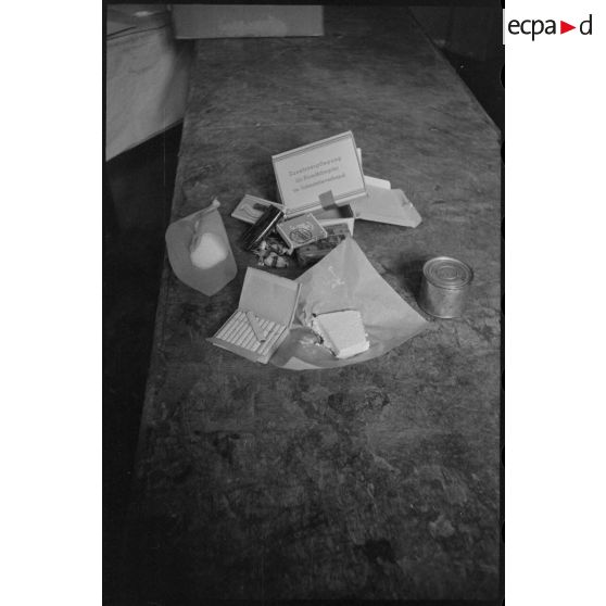 Contenu d'une ration de combat pour un fantassin allemand.