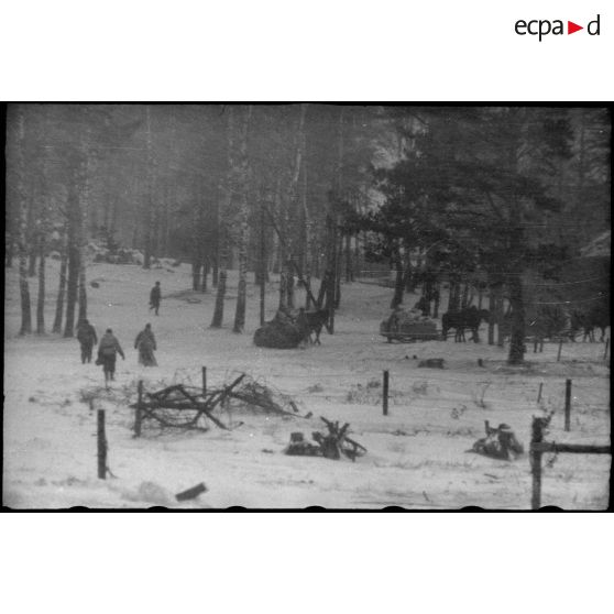 Des traineaux apportent du ravitaillement.