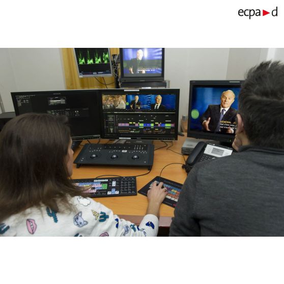 Service post-production de l'Etablissement de communication et de production audiovisuelle de la Défense.