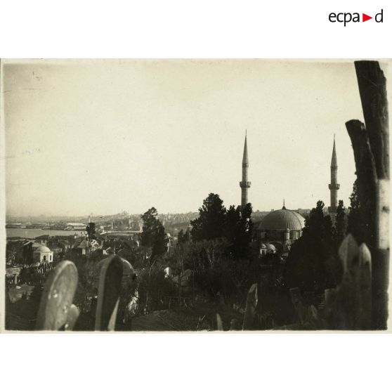 Eyoub : mosquée et cimetière; au fond les mosquées de Stamboul. [légende d'origine]