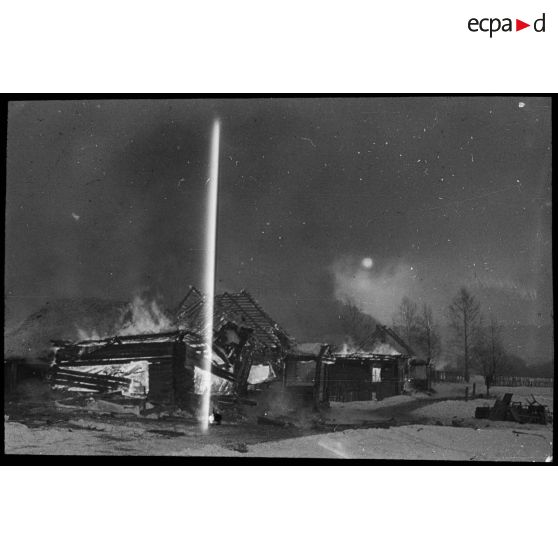 Medyn - Woronov. [Incendie dans un village]. [Description en cours]