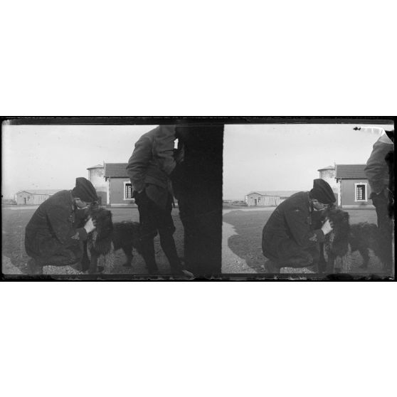 Camp de Toul - camarade de la MF 44 - chien. [légende d'origine]