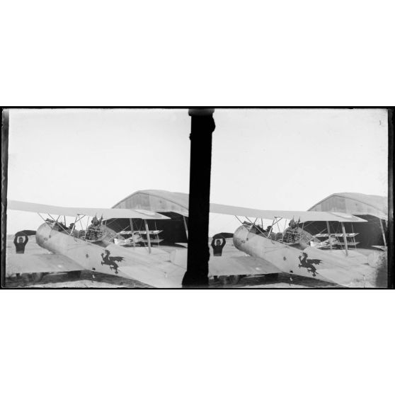 [SPAD de l’escadrille N 65 orné d’une chimère noire].