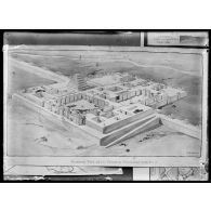 Gros plans de documents traitant de la reconstruction de cités détruites.