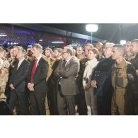 La ministre des Armées Florence Parly assiste au discours du président de la République Emmanuel Macron à Niamey, au Niger.