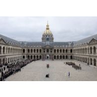 Cérémonie d'obsèques de Pierre Schoendoerffer dans la cour d'honneur de l'Hôtel national des Invalides.