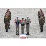 Cérémonie d'obsèques de Pierre Schoendoerffer dans la cour d'honneur de l'Hôtel national des Invalides.