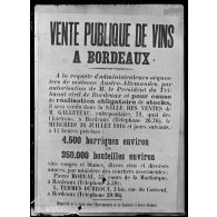 Paris. Musée Leblanc. Affiche. Vente de vins à Bordeaux. [légende d'origine]