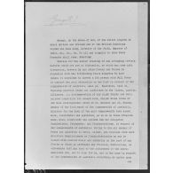 Pages dactylographiées en anglais. Traité de Paix 1919 ? [légende d'origine]