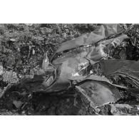 La carcasse d'un chasseur Lockheed P-38 Lightning.