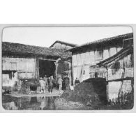 Une cour de ferme. [légende d'origine]