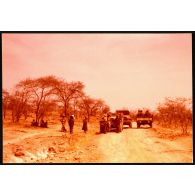 Abeché  - Rencontre avec une colonne FAN  sur la piste d'Adré (village situé à 2 km de la frontière soudanaise). [légende d'origine]<br>