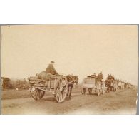 [Convoi sur une route, chevaux].