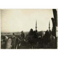 Eyoub : mosquée et cimetière; au fond les mosquées de Stamboul. [légende d'origine]