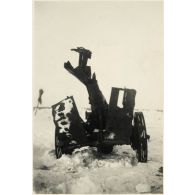 [Une pièce d'artillerie allemande neutralisée 15 cm SIG 33 (Schwere Infanteriegeschütze) (peut-être idem cliché 40)].