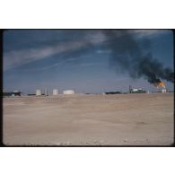 Sahara, puits de pétrole, Buldozer. [légende d'origine]