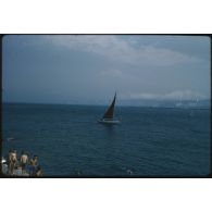 [Voilier et baigneurs à Alger].