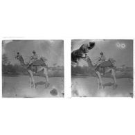 [Officier colonial sur son dromadaire].<br>