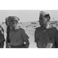 Remise de croix de chevalier de la croix de fer (Ritterkreuz) aux capitaines Mossdorf et Hamester.