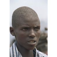 Portrait d'un enfant au camp de réfugiés de Kibeho.
