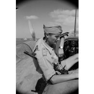 Portrait du radio-mitrailleur à bord du Messerschmitt Bf-110 de l'adjudant-chef (Oberfeldwebel) Richard Heller du Zerstörergeschwader 26 Horst Wessel (ZG.26).