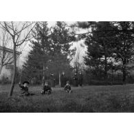 [Des enfants jouent dans l'herbe sous la surveillance d'un groupe de femmes, s.d.]