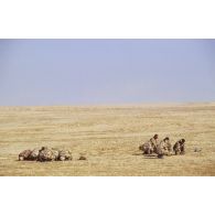 Les soldats égyptiens font leur prière sur le champ de tir, avant l'exercice de tir Milan en coopération avec les soldats français.
