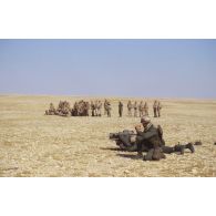 Démonstration des soldats français lors d'un exercice franco-égyptien de tir sur lance-missiles Milan.