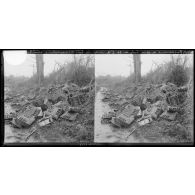 1917 - emplacement de pièce boche de 77 à la lisière du bois triangulaire, Chaulnes. [légende d'origine]