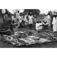 République du Niger, Zinder, 1954. Marché de Myrriha. Marchand de gris-gris.