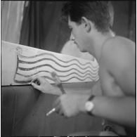 Inauguration d'un foyer au 1er régiment de spahis algériens (1er RSA). [Description en cours]