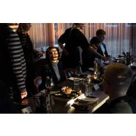 La ministre des Armées Florence Parly assiste à un dîner à Tallinn, en Estonie.