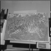 Alger. Hall du journal Le Bled. Exposition "Activités et loisirs". Peinture.