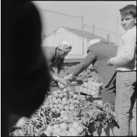 Fondouk. Marché. Marchand de fruits et légumes.