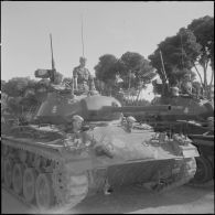 Commémoration du 14 Juillet 1962. Un char de combat M24 Chaffee.