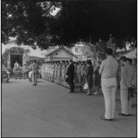 Obsèques d'un gendarme et d'un soldat du contingent à la chapelle de l'hôpital Maillot d'Alger. Eloge funèbre.
