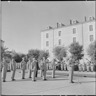 Eloge funèbre pendant la cérémonie funèbre à l'occasion du départ de la légion étrangère de Sidi-bel-Abbès.