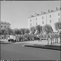 Cérémonie funèbre à l'occasion du départ de la légion étrangère de Sidi-bel-Abbès.