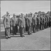Les autorités lors de la prise d'armes à l'occasion de la dissolution du Centre d'instruction du service du matériel n° 3 (CISM n°3).