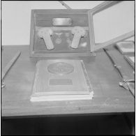 Détail d'objets exposés dans la salle d'honneur du 5e régiment de chasseurs d'Afrique (RCA) à Maison Carrée.