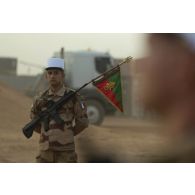 Portrait du porte-fanion du 1er régiment étranger de génie (RG) pour la cérémonie de Camerone à Ménaka, au Mali.