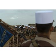 Rassemblement de légionnaires du 1er régiment étranger de génie (RG) pour la cérémonie de Camerone à Ménaka, au Mali.