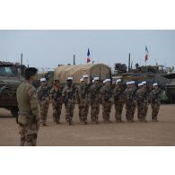 Rassemblement de légionnaires du 1er régiment étranger de génie (RG) pour la cérémonie de Camerone à Ménaka, au Mali.
